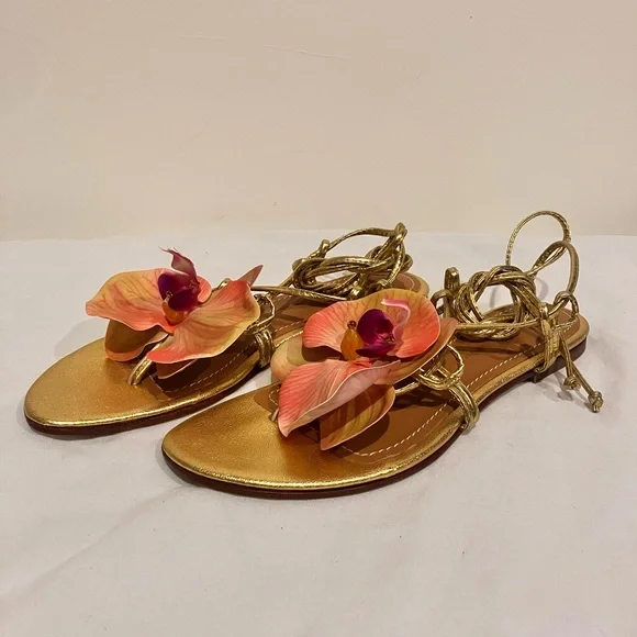 Alameda Turquesa Gold Victoria Flower Sandals